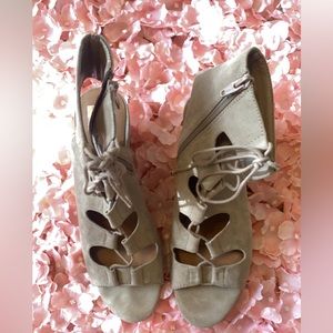 DV by Dolce Vita Nude Suede Lace Up Wedge Sandals